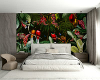 Starry night tropical wall mural with a vintage touch.