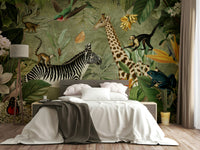 Vintage Whispers of the Jungle mural bringing nature indoors.

