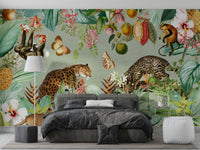 Tropical Expedition 1 wall mural with earthy tones and greenery


