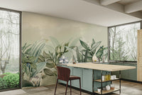 Peaceful botanical mural wallpaper

