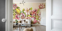 Hand-painted vintage garden wallpaper

