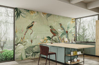 Botanical wallpaper with tropical motifs

