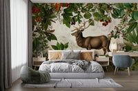 Hand-painted seasonal mural wallpaper

