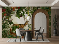Hand-painted seasonal mural wallpaper

