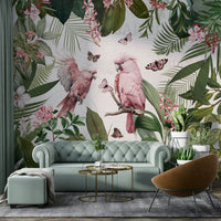 Soft botanical wallpaper for interiors

