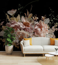 Hand-painted garden wallpaper for bedrooms

