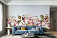 Playful strawberry wallpaper for interiors

