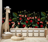 Midnight Strawberry Garden mural wallpaper

