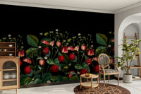 Moody botanical wallpaper for bedrooms

