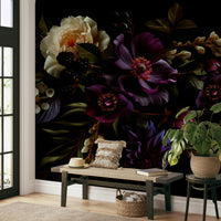 Night-blooming floral wallpaper for walls

