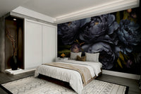 Hand-painted floral mural wallpaper


