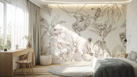 Sepia foliage wallpaper for bedrooms

