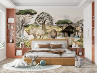 Watercolor animal wall mural for living rooms

