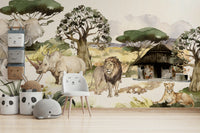 Nature-inspired African mural wallpaper

