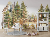 Natural woodland wall mural for living rooms

