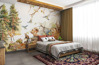 Wall mural with gentle trees and leaves

