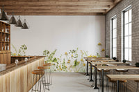 Summer-themed wall mural with soft colours

