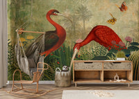 Soft green leaf mural wallpaper

