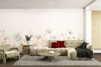 Light hand-painted flower mural

