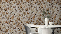 Rustic Plants Flowers Wallpaper with hand-drawn wildflowers.


