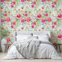 Spectacular floral design featuring lush roses and whimsical botanical patterns.

