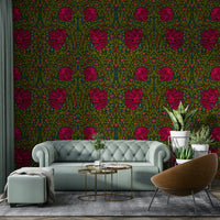 Detailed leaf and flower pattern wallpaper


