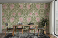Traditional William Morris wallpaper with intricate flowers

