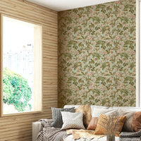 Vintage-inspired floral wallpaper in pastel tones

