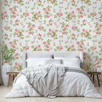 Soft pink and red rose floral wall mural

