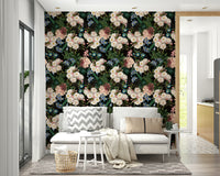 Rich purple and green floral wallpaper for feature walls

