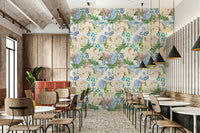 Elegant bedroom floral wall mural in soft hues

