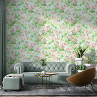 Peel and stick pink watercolor rose wallpaper

