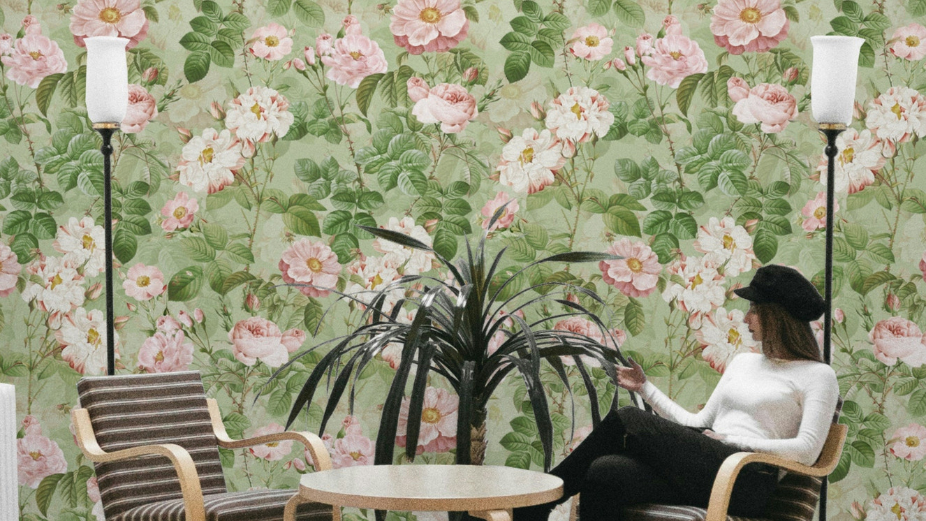 Soft pastel rose floral wall mural

