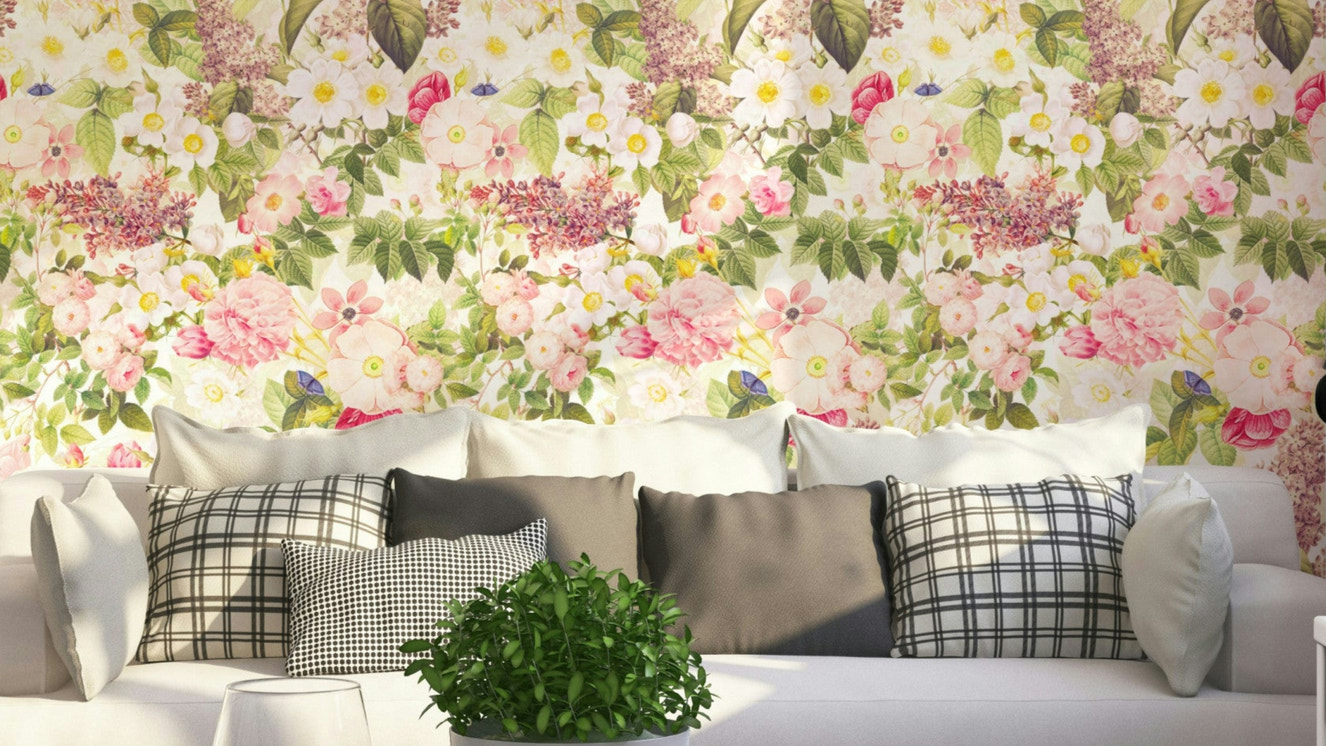Vintage garden floral wallpaper for walls

