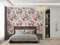 Whimsical rose wallpaper featuring delicate watercolor strokes and soft colors.

