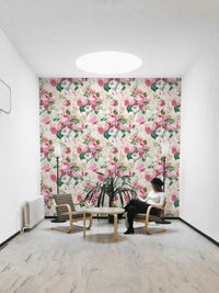 Watercolor roses wallpaper with gentle hues and soft floral accents.

