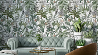 Sculptural Tropics wallpaper with bold, modern tropical foliage

