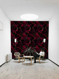 Rich floral wallpaper offering dramatic elegance in dark hues

