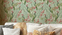 Tropical floral wallpaper with bright and vibrant blooms.

