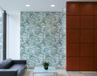 Tropical Botanical Dream Wallpaper with bold palm leaves and tropical flowers.

