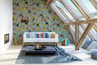 Elegant mural featuring monarch butterflies and lush greenery.

