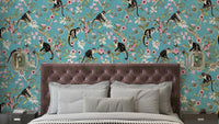 Enchanted Primates Wallpaper with monkeys and tropical foliage.

