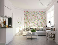 Nature-inspired wallpaper with soft florals and gentle birds.

