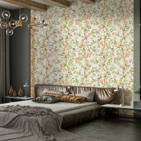 Enchanted Chinoiserie Garden wallpaper with watercolor botanical elements.

