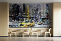 Colorful New York wall mural with pop art elements


