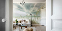 Gentle beach waves mural with vintage tones for a tranquil room.

