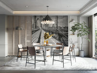 Black-and-white Brooklyn Bridge mural for a modern city vibe.

