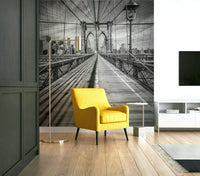 Detailed view of the Brooklyn Bridge wall mural for stylish decor.

