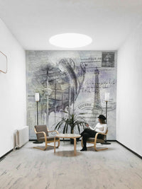 Parisian scene mural featuring tower and fairground charm

