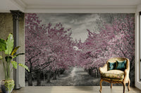 Gentle nature wallpaper with pink cherry blossoms


